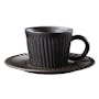 Koa Ceramic Espresso Cup & Saucer - Stripes Charcoal - 0
