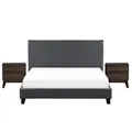 Arthur Queen Divan Bed in Urban Grey with 2 Herschel Bedside Table in Walnut