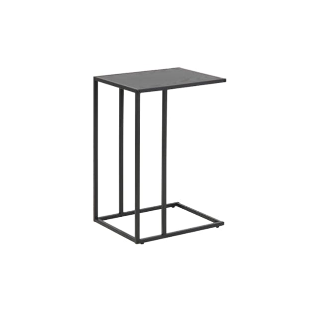 Fraser Side Table - 1 - Modern minimalist table with sleek black metal frame, square tabletop, simple yet elegant design