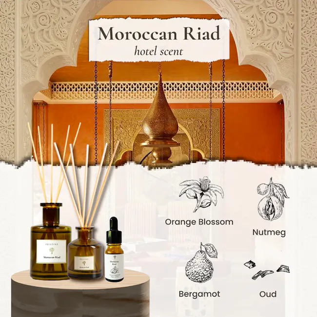 Pristine Aroma Reed Diffuser Hotel Scent - Moroccan Riad (2 Sizes) - 2 - Moroccan Riad, hotel scent, orange blossom