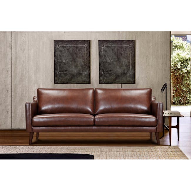 Luka 3 Seater Sofa - Chocolate (Genuine Cowhide Leather) - 1