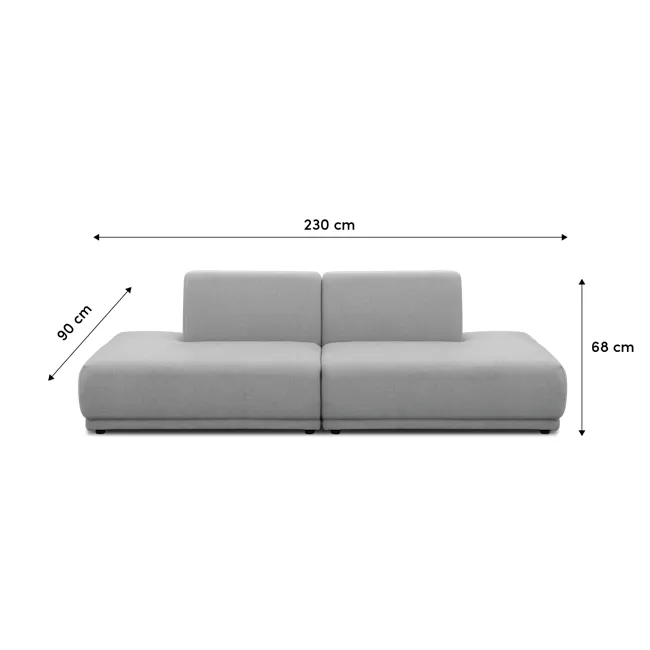 Milan Duo Extended Sofa - Caramel Tan (Faux Leather) - 6 - Modern minimalist sofa, 230 cm in height, 90 cm width, 68 cm