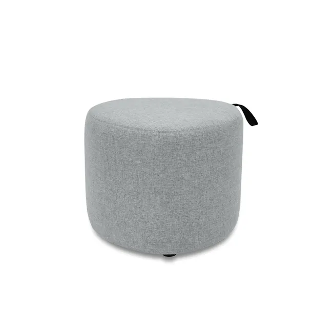 Poole Ottoman - Light Grey (2 Sizes) - 1 - Round, gray, upholstered, cushioned, ergonomic, modern, minimalist, cozy