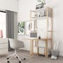 Saige Modular Study Table with Shelves 0.8m with Lewis Mid Back Office Chair - White, Grey - 1