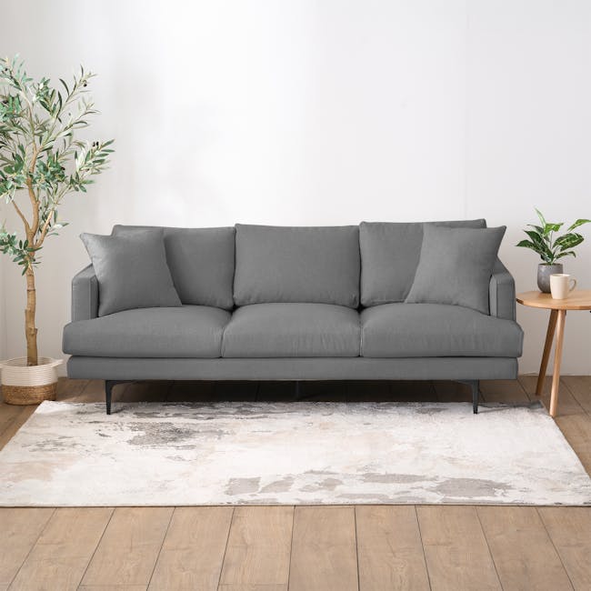 Declan 3 Seater Sofa - Black, Charcoal Grey - 4