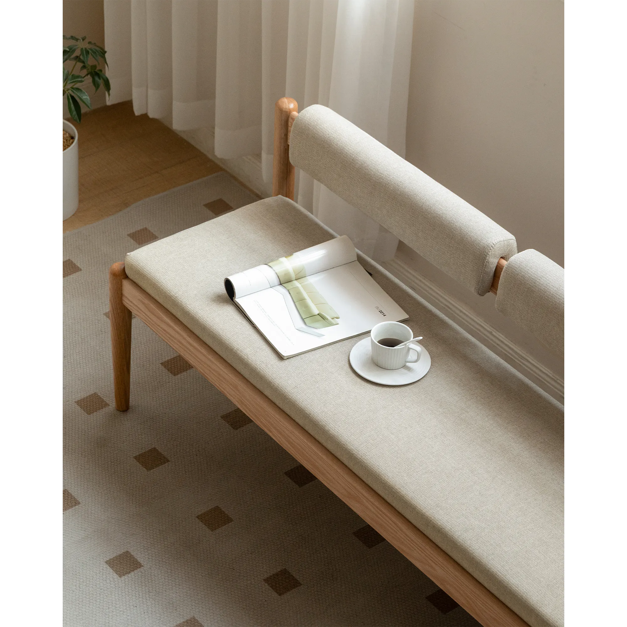 Adelyn Dining Table 1.4m (Sintered Stone) with 2 Niel Chairs and Niel Bench 1.25m in Oak - 50 - mattress, cozy seating