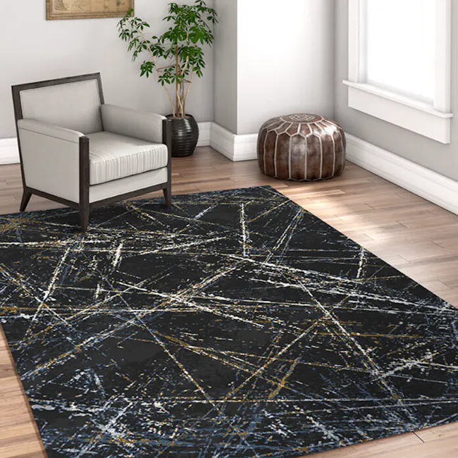 Lucca Low Pile Rug - Strokes (3 Sizes) - 3 - modern living room, contemporary furniture, stylish armchair, beige upholstery