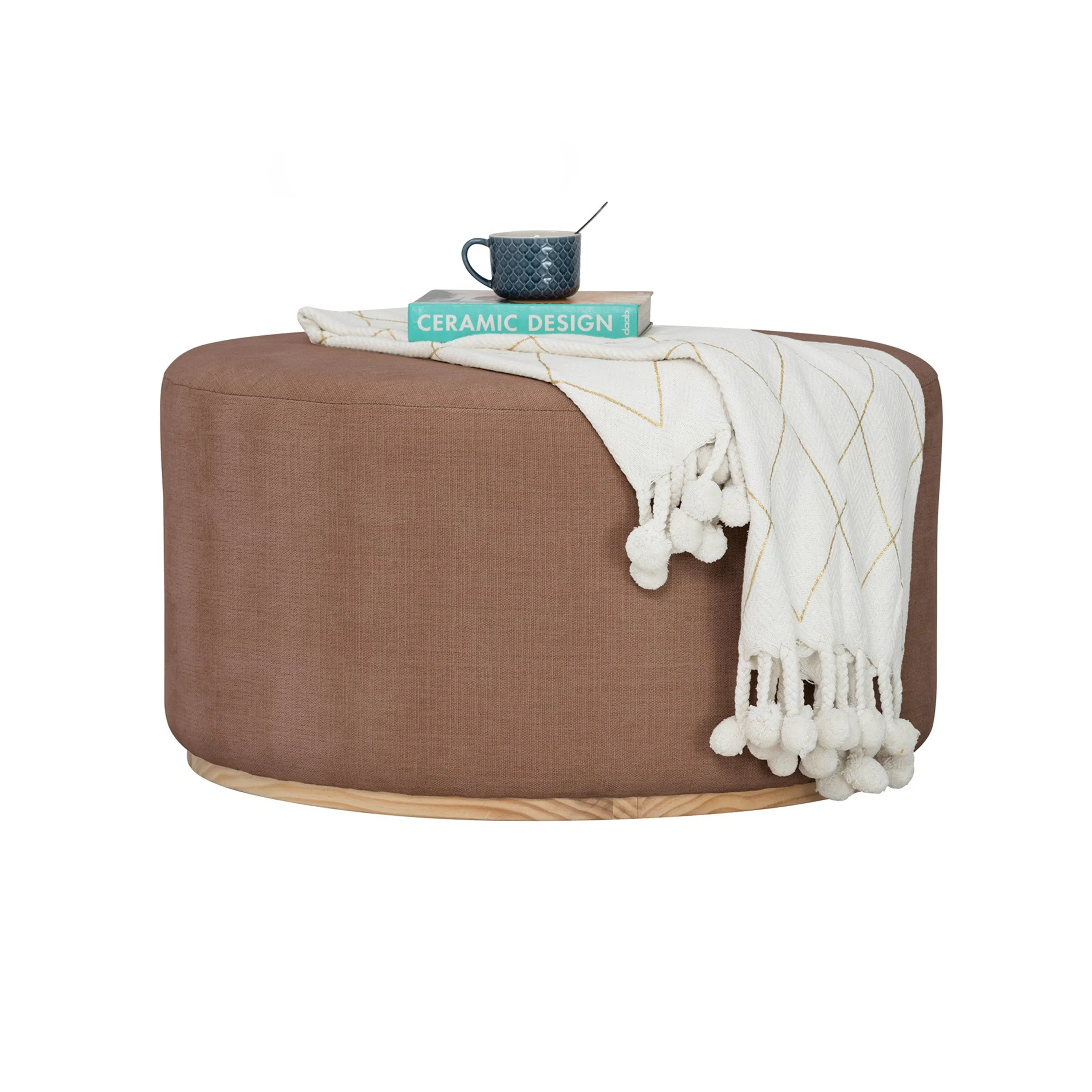 Kenji Large Pouf - Chestnut