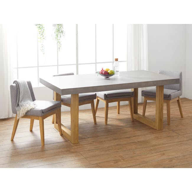 (As-is) Titus Concrete Dining Table 1.8m (Solid Wood Legs) - 13