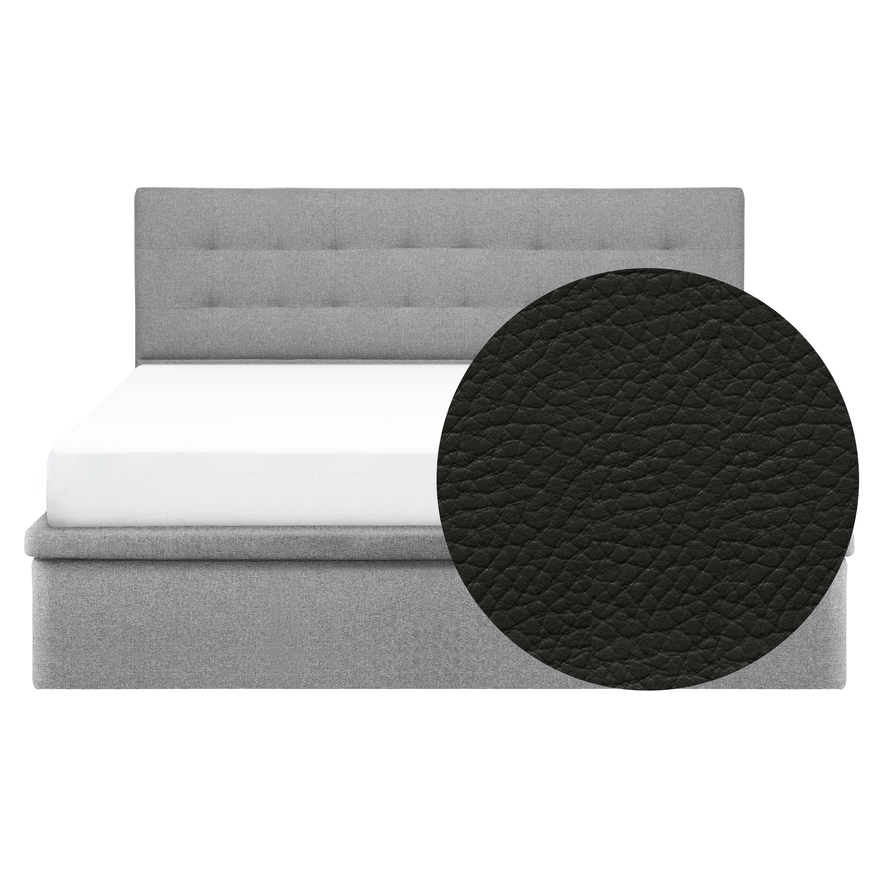 ESSENTIALS King Headboard Storage Bed - Coal (Faux leather)