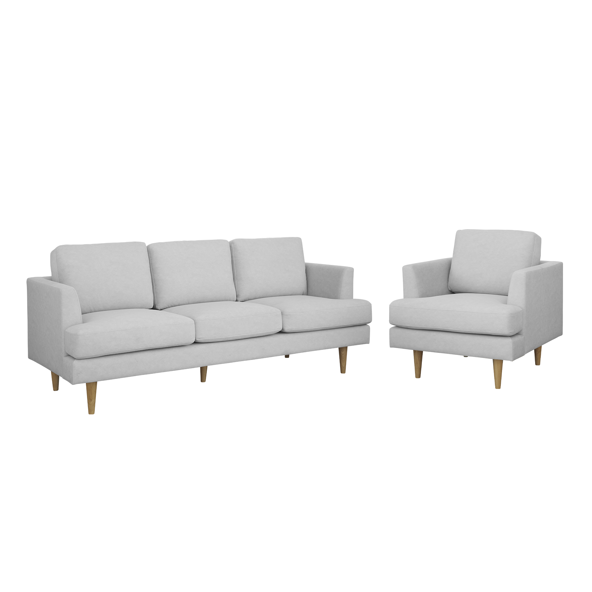 Soma 3 Seater Sofa with Soma Armchair - Silver (Scratch Resistant)