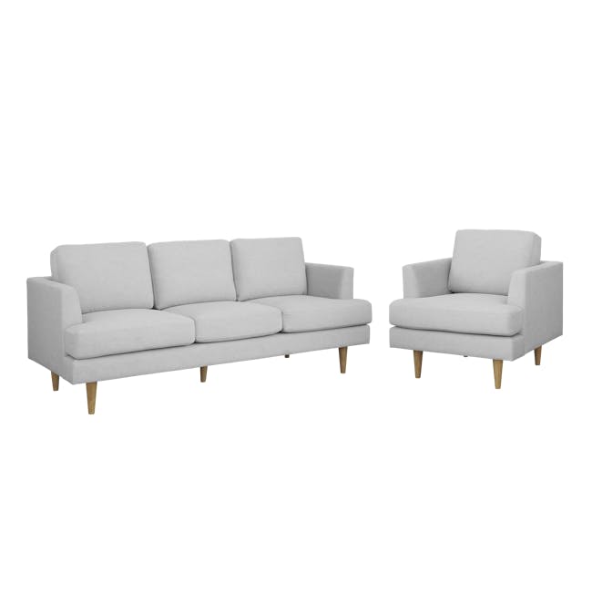 Soma 3 Seater Sofa with Soma Armchair - Silver (Scratch Resistant) - 1 - Modern light gray sectional sofa, minimalist