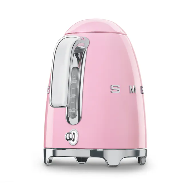 Smeg 1.7L Kettle - Pink - 5 - Pink electric kettle, sleek design, modern kitchen appliance, shiny finish, stainless steel