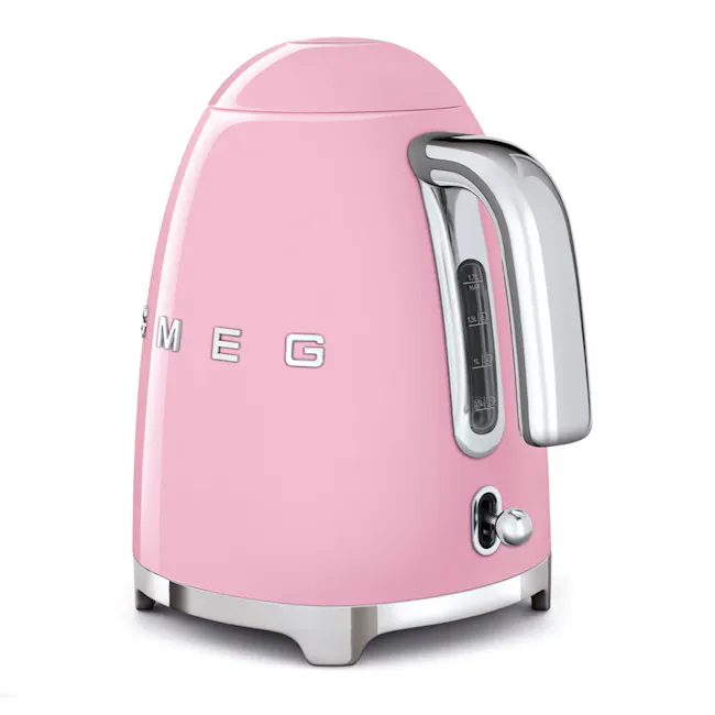 Smeg 1.7L Kettle - Pink - 6 - Pink electric kettle, sleek design, modern kitchen appliance, stylish look, minimalist