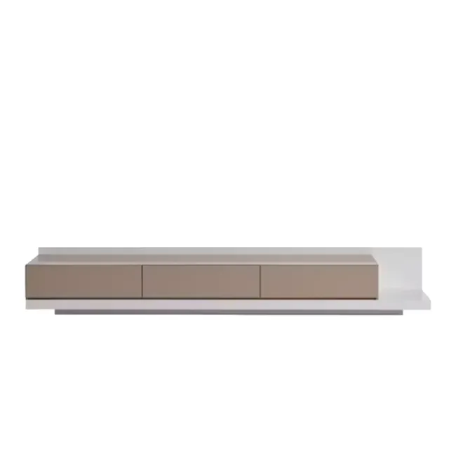 Bryson Extendable TV Console 2.3m-3.3m - Grey, White - 1 - Modern minimalist TV stand, sleek design, neutral color palette