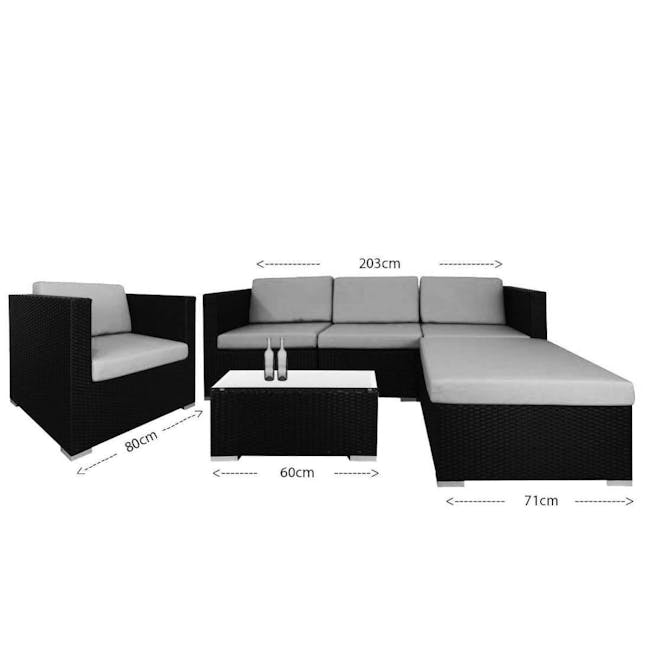 Summer Modular Outdoor Sofa Set - Grey Cushions - 5