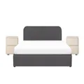 Nolan King Storage Bed in Hailstorm with 2 Asher Narrow Bedside Table