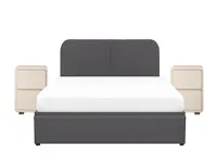 Nolan King Storage Bed in Hailstorm with 2 Asher Narrow Bedside Table