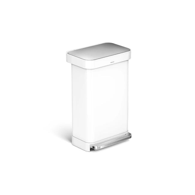 simplehuman Rectangular Step Can - White (2 Choices) - 3 - Sleek, modern design with a minimalist aesthetic, White