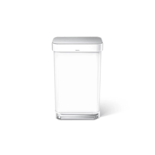 simplehuman Rectangular Step Can - White (2 Choices) - 1 - Clear, modern, sleek, minimalist, transparent, cylindrical