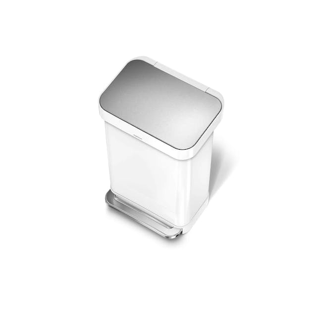 simplehuman Rectangular Step Can - White (2 Choices) - 5 - Silver, sleek, modern, minimalist, transparent, container