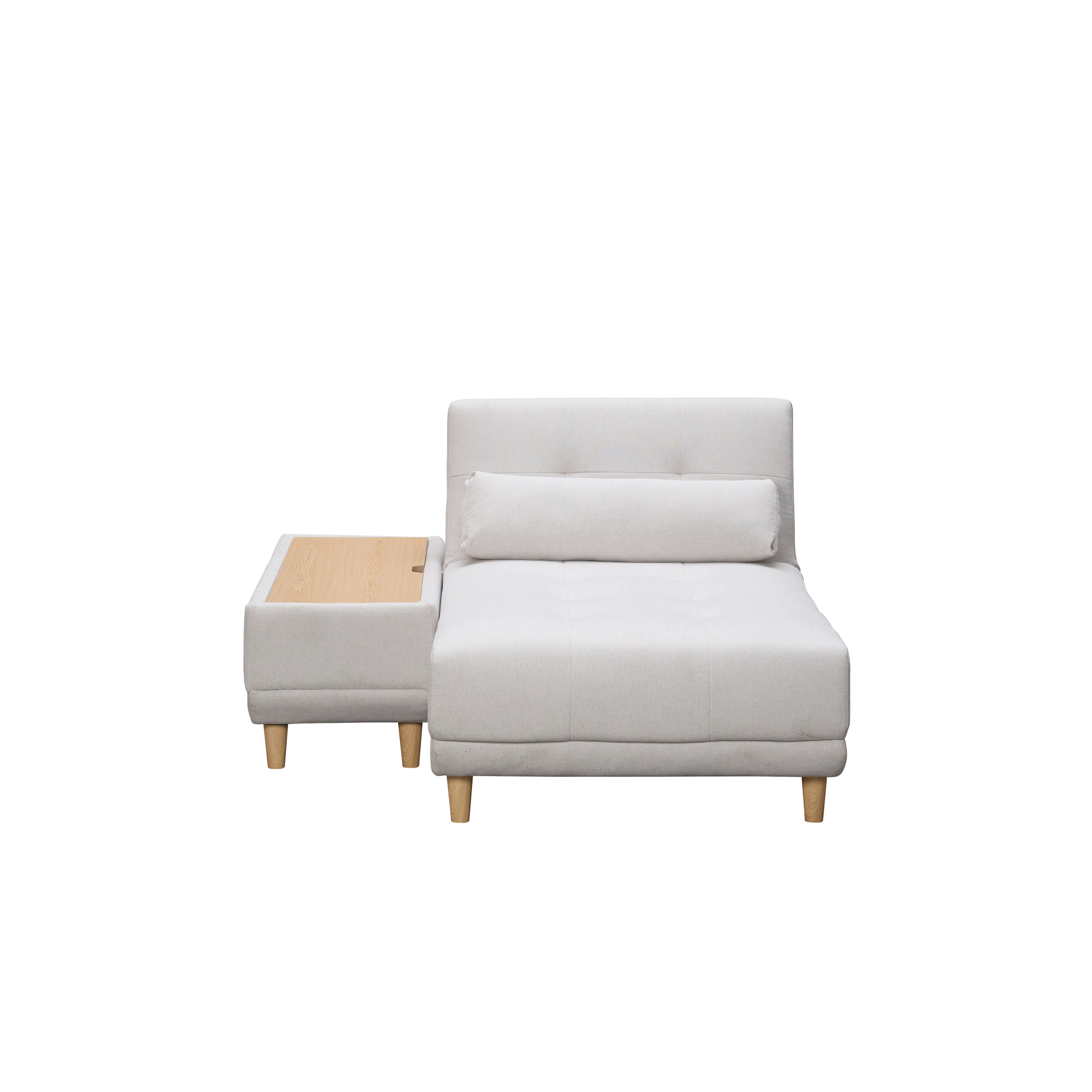 Alyssa Storage Chaise Lounge Sofa Bed with Side Table - Beige (Eco Clean Fabric)