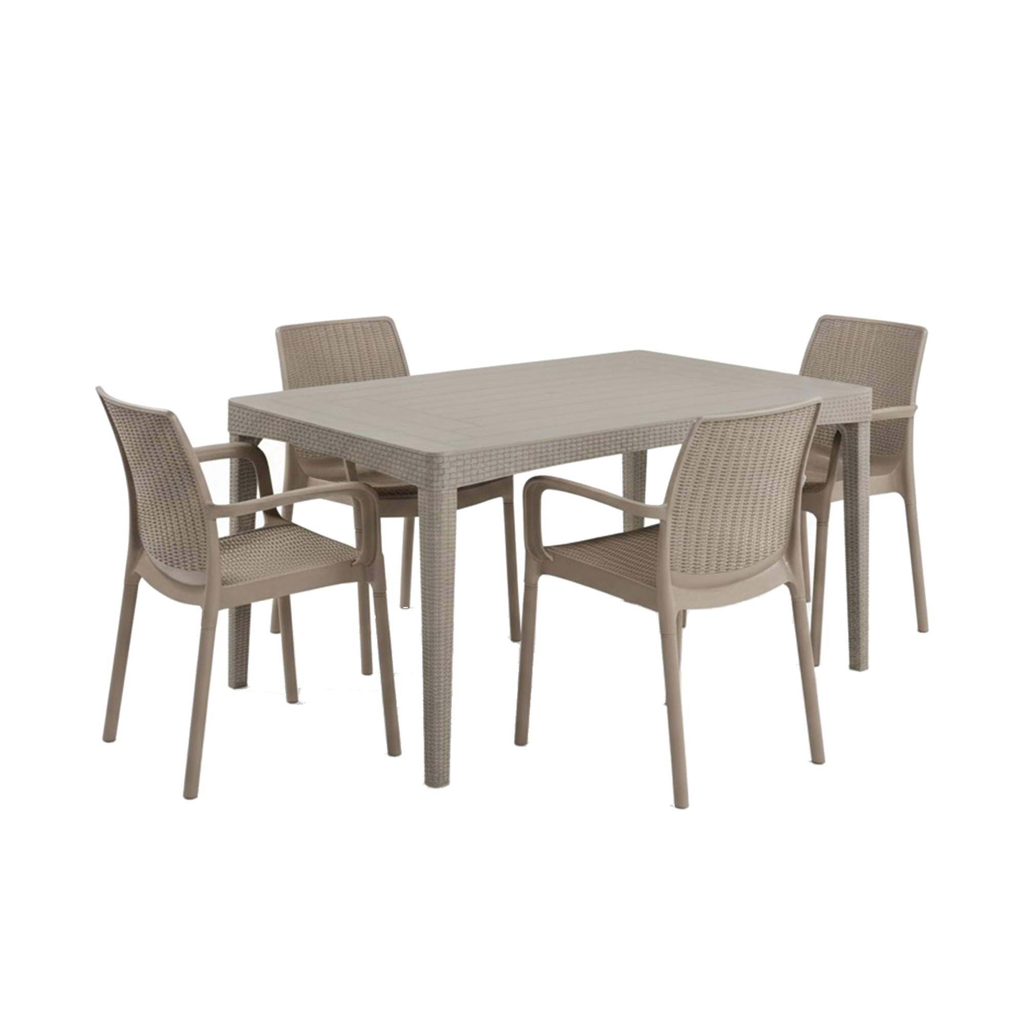 Girona Outdoor Dining Table 1.6m with 4 Bali Chairs - Cappucino