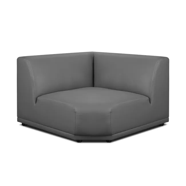 Milan 3 Seater Corner Extended Sofa - Smokey Grey (Faux Leather) - 23 - Grey upholstered sofa, modern design, sleek lines