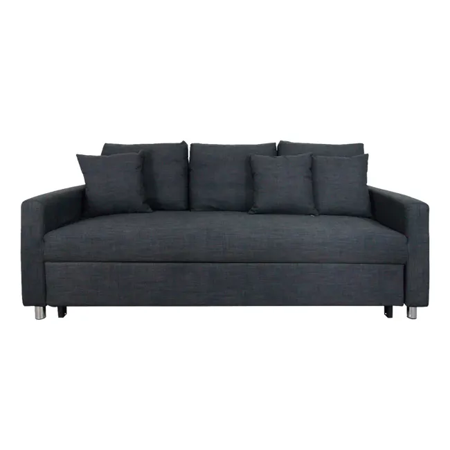 Vernon 3 Seater Sofa Bed - Dark Grey (Removable Covers) - 1 - Dark gray sectional sofa, modern design, upholstered fabric