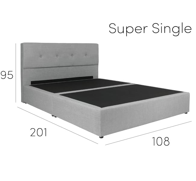ESSENTIALS Super Single Headboard Box Bed - Denim (Fabric) - 4