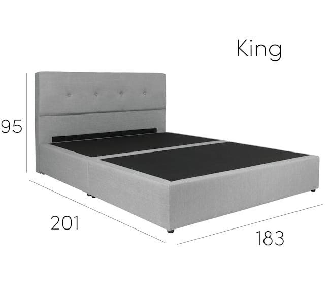 ESSENTIALS King Headboard Box Bed - Grey (Fabric) - 15