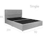 ESSENTIALS Single Headboard Box Bed - Grey (Fabric) - 13