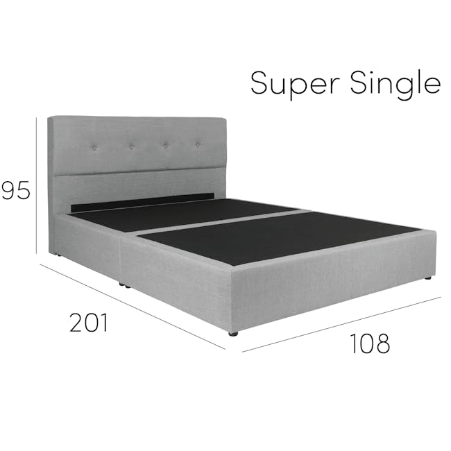 ESSENTIALS Super Single Headboard Box Bed - Grey (Fabric) - 13