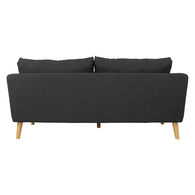 Hana 3 Seater Sofa with Hana 2 Seater Sofa - Charcoal - 14 - Dark gray upholstered sofa, wooden legs, minimalist design