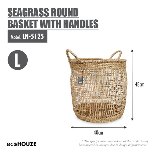 ecoHOUZE Seagrass Round Basket With Handles (2 Sizes) - 2