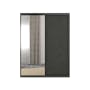 Lorren Sliding Door Wardrobe 1 with Mirror - Graphite Linen - 0
