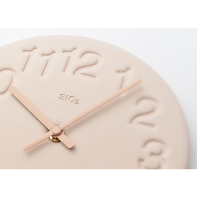 Keisoudo no Tokei Clock - Pink - 3 - Mint green, minimalist, round clock, beige, tactile surface, engraved numbers, analog