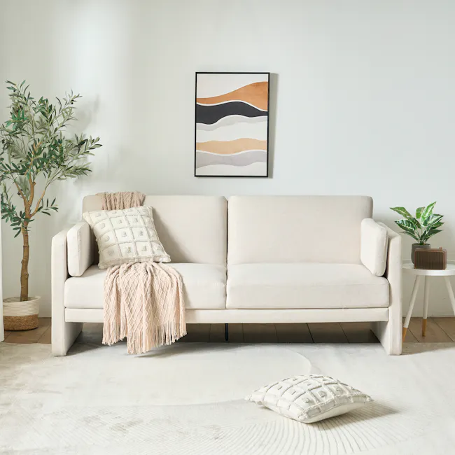 Landon 3 Seater Sofa Bed - Ivory - 4