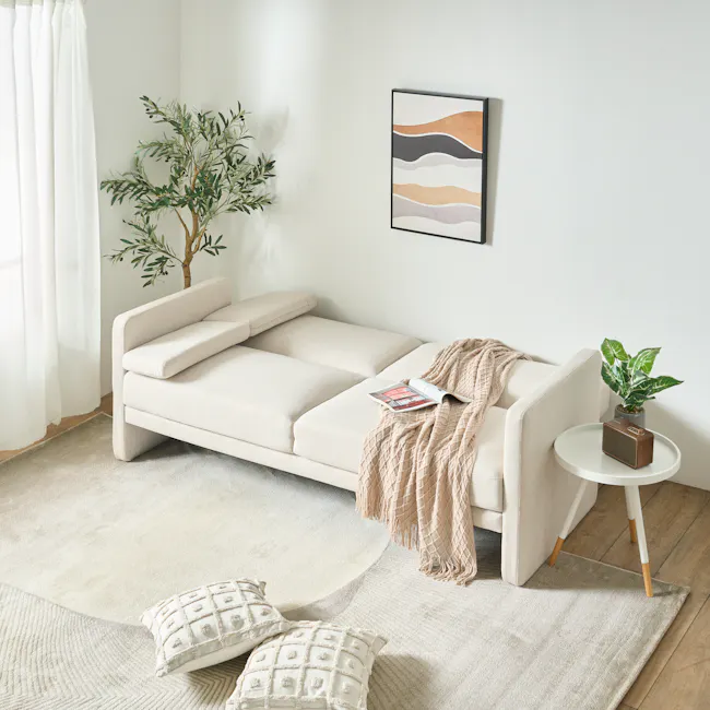 Landon 3 Seater Sofa Bed - Ivory - 5