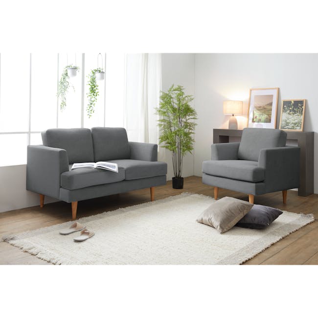 Soma 2 Seater Sofa with Soma Armchair - Dark Grey (Scratch Resistant) - 1
