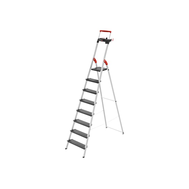 Hailo L100 Aluminium 8 Step Folding Ladder - 1 - Step ladder, metal ladder, telescoping ladder, ladder stand, ladder frame