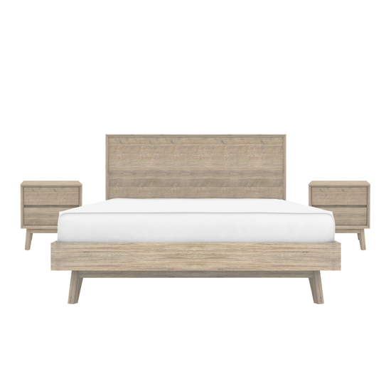 Leland King Bed with 2 Leland Twin Drawer Bedside Tables
