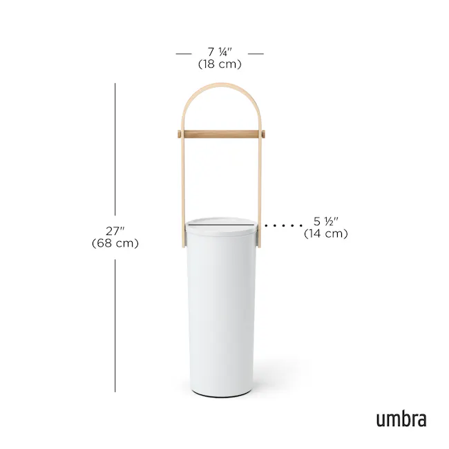 Bellwood Toilet Paper Holder - White, Natural - 11 - umbrella, cylindrical trash can, white trash bin, height measurements