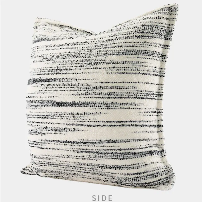 Nella Textured Linear Cushion - Mono - 3 - striped, striped pattern, black and white, textured, knitted, soft, cozy