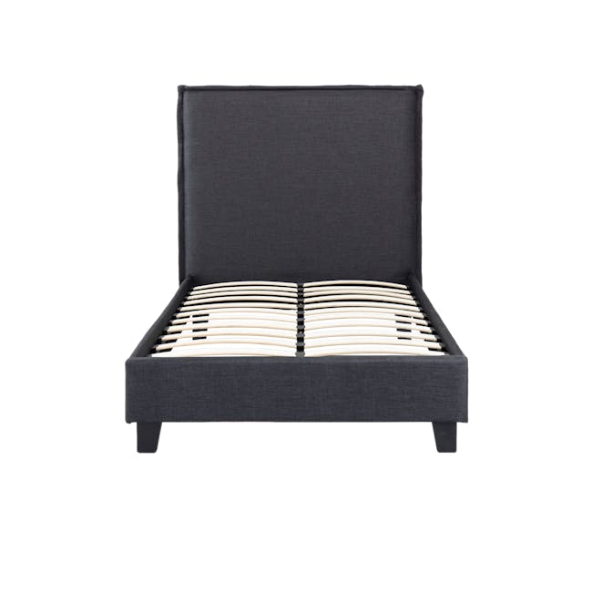 Hank Super Single Bed in Hailstorm with 1 Innis Side Table in Black, Natural - 2