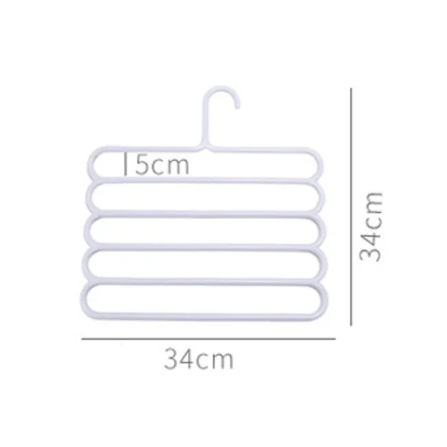 Multi Hanger - Taupe - 6 - White plastic hanger with adjustable length, Adjustable height hanger for hanging clothes, Slim