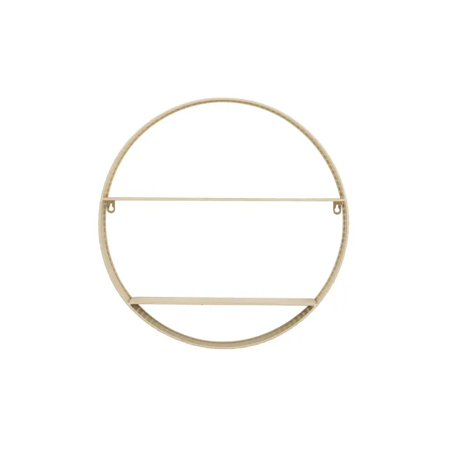 Onty Wall Shelf - Round - 2 - Gold circular stand, minimalist design, elegant frame, simple yet sophisticated, functional