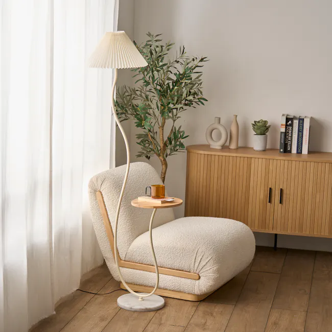 Freely Floor Lamp with Side Table - Ivory - 3