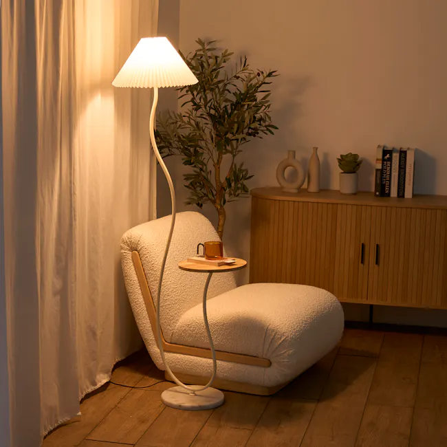Freely Floor Lamp with Side Table - Ivory - 2