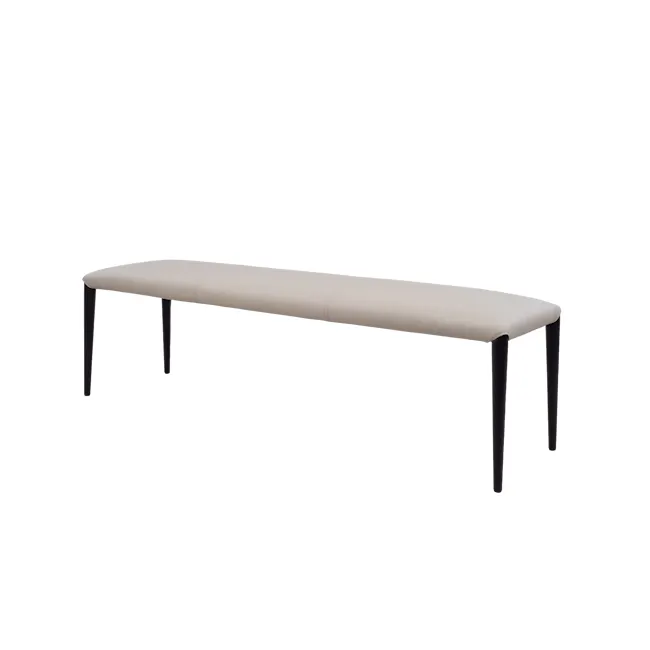 Jorge Bench 1.5m - Beige (Faux Leather) - 1 - Modern minimalist bench, sleek black legs, beige cushion, contemporary design